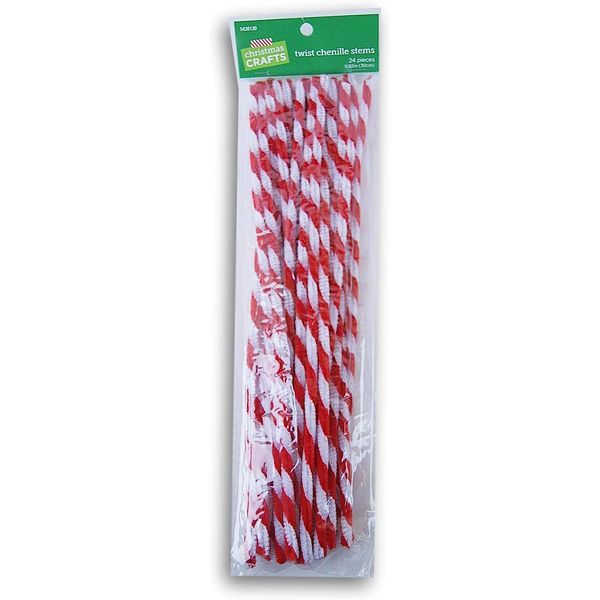 Red & White Twist Chenille Stem Pipe Cleaners - 24 Count