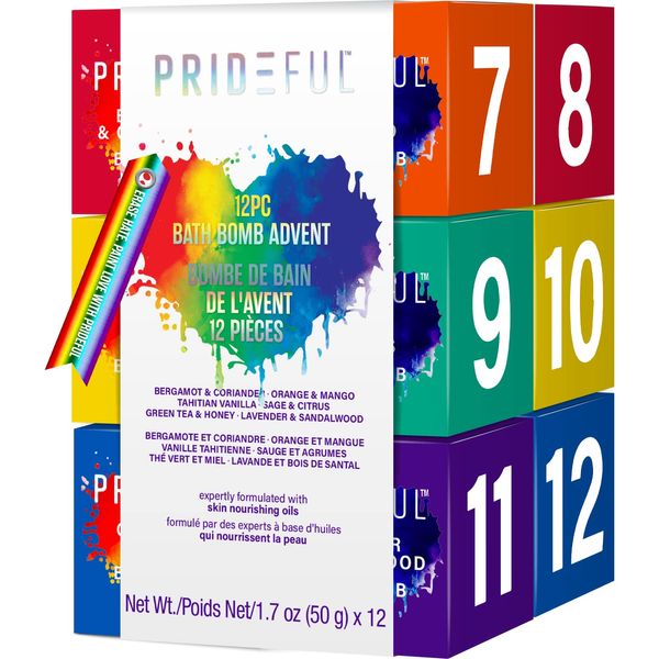 Prideful 12 Pack Bath Fizzers Advent Set (50gm X12)