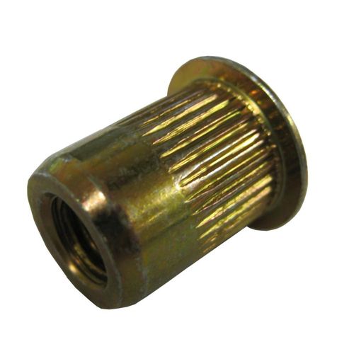 SKL250-28-165 Steel Thin-NUT Large Flange, Gold ZINC Finish 1/4-28 x .027-.165 Grip Range (Pack of 100)