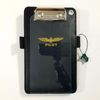 DESIGN 4 PILOTS® Compact Pilot's Kneeboard — Black Eco-Leather w/ Elastic Strap