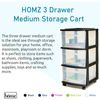 HOMZ 3-Drawer Cart Organizer with Removeable Wheels, Medium, White & Blue