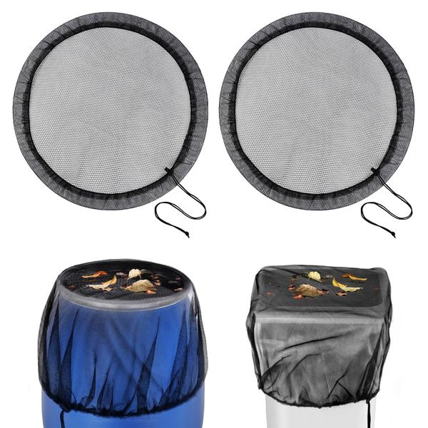 OFFCUP Mesh Cover for Rain Barrels, 2pcs Rain Barrel Cover, 95cm Rain Barrel Net Adjustable Water Butt Net Anti Insect and Leaves Falling for for Home Outdoor Garden Water Catchment Bucket