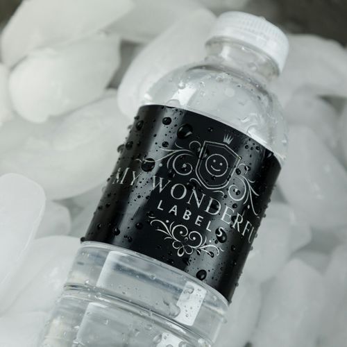 100 Textured White background Wedding Anniversary Engagement Party Water Bottle Labels 8"x2"