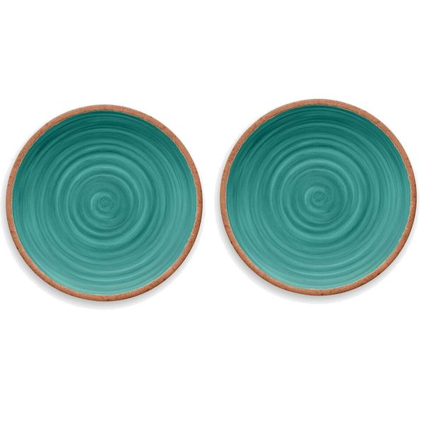 Rustic Swirl Turquoise Melamine Side Plate Set (2)