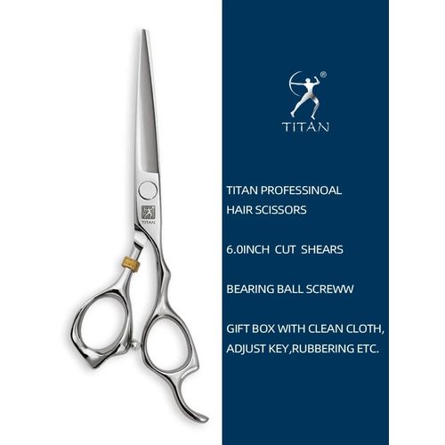 Titan Scissors | Hair Cutting Japanese Style Scissors | Proffesional Barbering Scissors | Sharp Edge | Hand Made Steel 6" inch