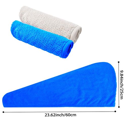 Microfiber Hair Towel Wrap for Women 2 Pack Hair Wrap Towels Hair Towels for Women Super Absorbent Quick Dry Hair Drying Towel Wrap Anti-Frizz Hair Turban Towel for Woman Curly Wet Hairs(Beige Blue)