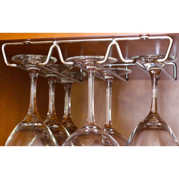 DecoBros Under Cabinet Wine Glass Stemware Rack Holder, Chrome