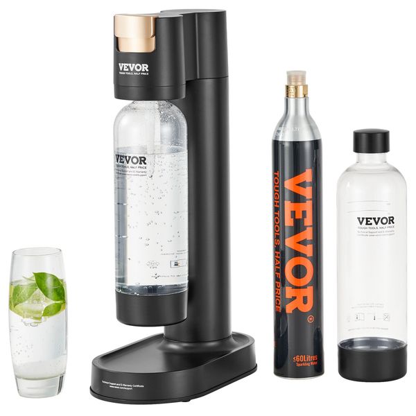 VEVOR Sparkling Water Maker Soda Maker Machine 2 PET Bottle 1 CO2 Cylinder Black