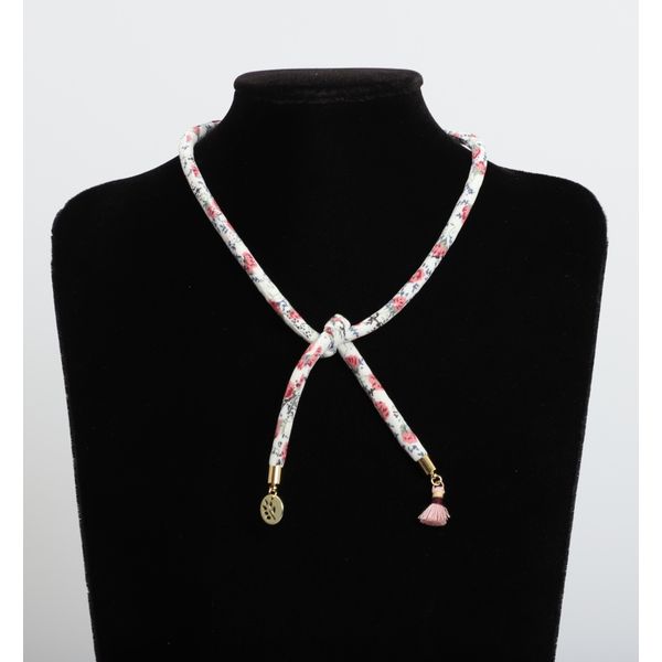 Floral Print Fabric String Choker Necklace