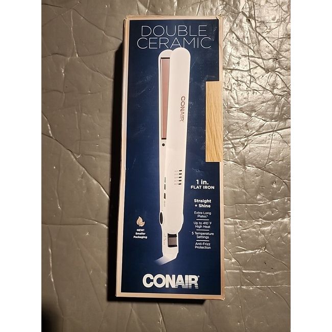 Conair Double Ceramic Flat Iron, 1 Inch, White/Rose Gold