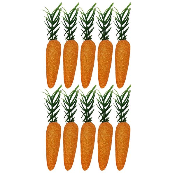 10 x Mini Glitter Carrots Easter Bunny Egg Hunt Bonnet Craft Decoration Accessories