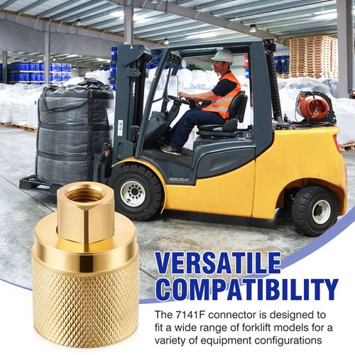 Datanly 1 Pack Forklift Connector Female, Replacement for 7141F Propane Tank Connector, 1-1/4" Female Inlet x 1/4" NPT Female Outlet, with 2 Pcs Rubber O Rings