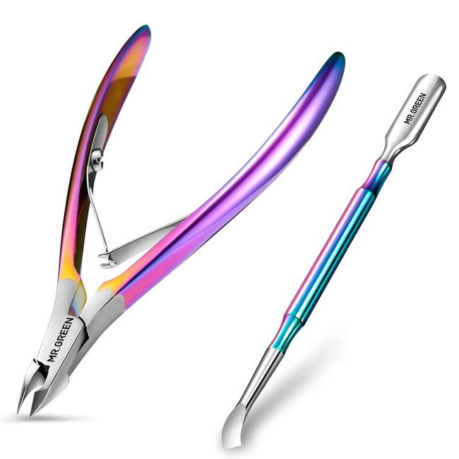 Cuticle Trimmer with Cuticle Pusher,Cuticle Nipper Professional Stainless Steel Cuticle Cutter,Sharp Durable Pedicure Manicure Tools for Fingernails and Toenails