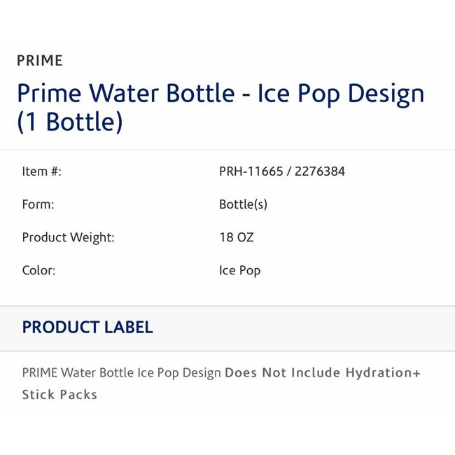 Prime Water Bottle - Ice Pop Design (1 Bottle)