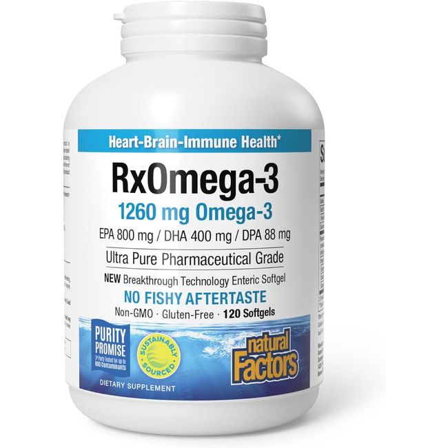 Natural Factors Rx Omega-3 Pharmaceutical Fish Oil,1260mg, 120 Softgels