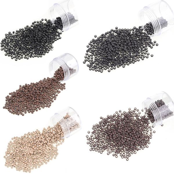 Kullke 500Pcs Nano Rings Silicone Lined 3mm Hair Extension Beads Micro Beads Silicone Lined Nano Beads Silicone Lined Nano Rings (500PCS, 1 Black)