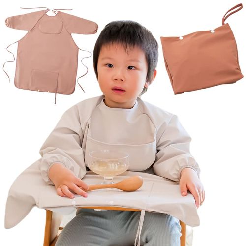 Meal Apron Integrated Table Cloth Waterproof Long Sleeve Long Lasting (Blue)