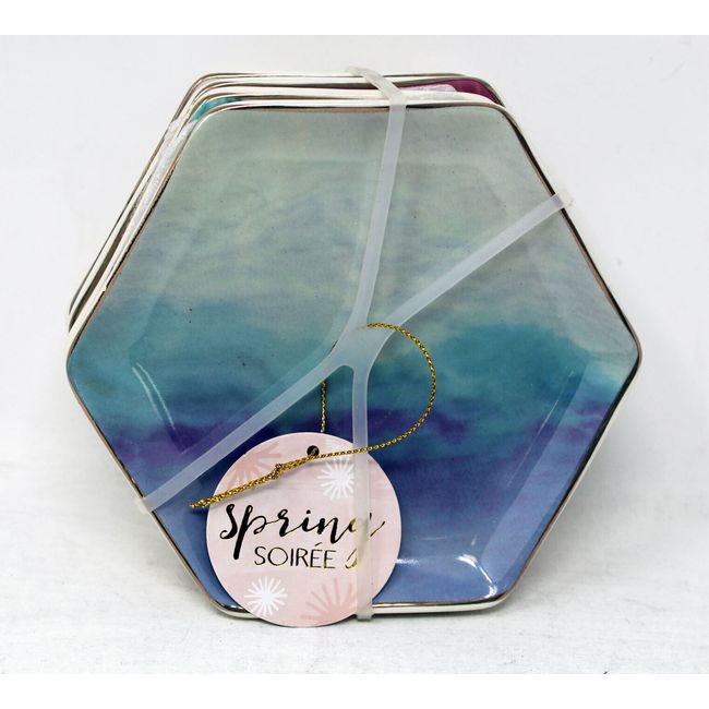 Jay Imports Spring Soiree Octagnal Stack Snack Plates 4 Pieces