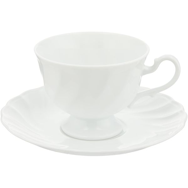 CeCera CE1000-28K Tea Time Collection Coffee Cup & Saucer, White (Presentation Box)
