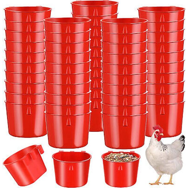 20X Feeder Chicken Feeding Bowl Hanging Food Water Coop Cups Pet Parrot Quail