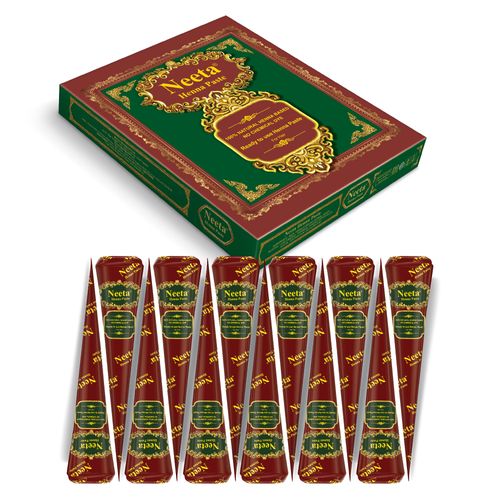 Neeta 12 Pack Ready to Use Henna Paste Hair Dye Cones Reddish Brown Color tubes color for women Perfect for Spot hair coloring, Long-lasting and Cruelty-Free