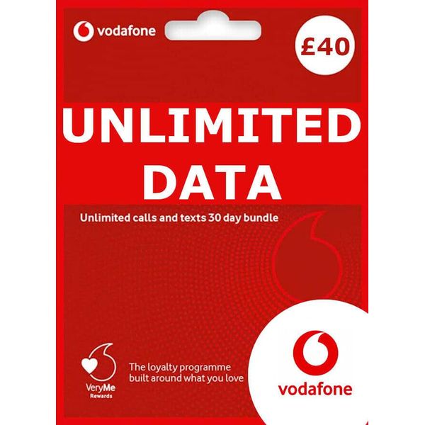 Vodafone Sim Card £40 Unlimited Data, texts and calls