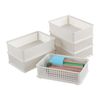 Bblina 6 Packs Plastic Stackable Basket, Small Storage Basket Trays, White