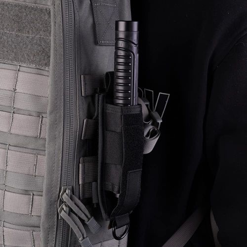 VIPERADE MOLLE flashlight bag, flashlight holder for the duty belt, nylon flashlight holster Molle bag for horizontal and vertical carry, universal fit for standard size flashlights (A-Black)