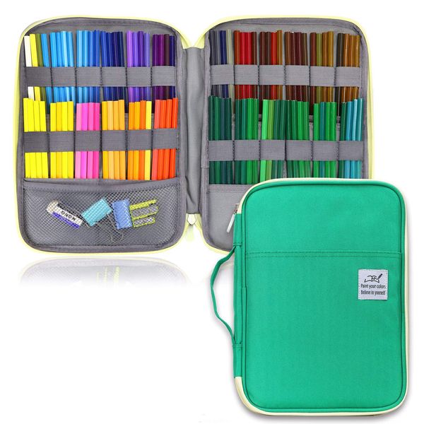 YOUSHARES 96 Slots Pencil Case, Green, Modern