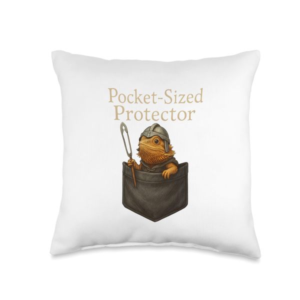 Pocket Sized Protector Bearded Dragon Reptile Chest Throw Pillow