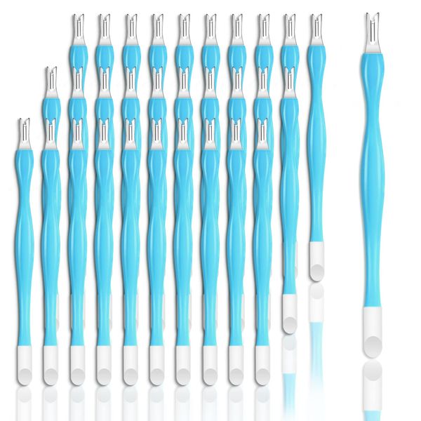 Allstarry 30 Pieces Nail Cuticle Trimmer Remover Rubber Nail Cleaner Plastic Handle Cuticle Pusher Double Head Dead Skin Cuticle Knife Removal Fork Nail art Tools for Girls Women and Men - Blue