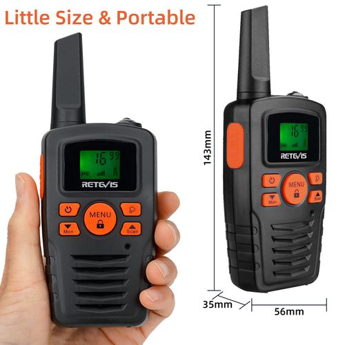 Retevis RA635 Walkie Talkies 4 Pack,16 Channels,PMR446 License Free,Long Range,CTCSS/DCS,VOX Hands-free,LED Torch, Walkie-Talkie Gifts for Adults Kids Skiing Hiking Easter Black