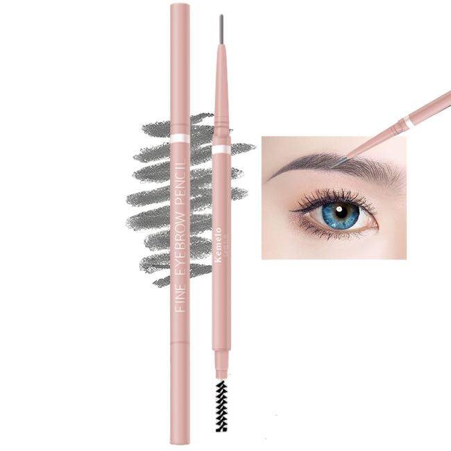 Eyebrow Pencil,2Pcs Professional Micro Brow Pencil with Spoolie Brush,Longwearing Waterproof Eyebrow Pencil,Eye Brow Pencils for Women. (Update Gray)