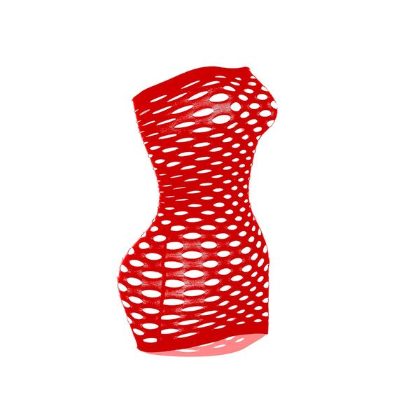 ds. distinctive style Fishnet Lingerie Women Bodysuit Strapless Nightwear One Size Chemise for Lady for Women (Red)