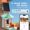 VEVOR Smart Bird Feeder with 2K Camera AI Identify Bird Solar Panel APP Wi-Fi