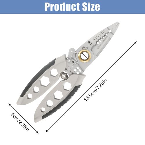 Wire Stripper Cutter, 7 Inches Multi-Purpose Portable Wire Stripping Tool, Long Nose Wire Stripper Pressure Adjust Cable Cutters Electrical Wire Cutter for Electricians Stripping Cutting