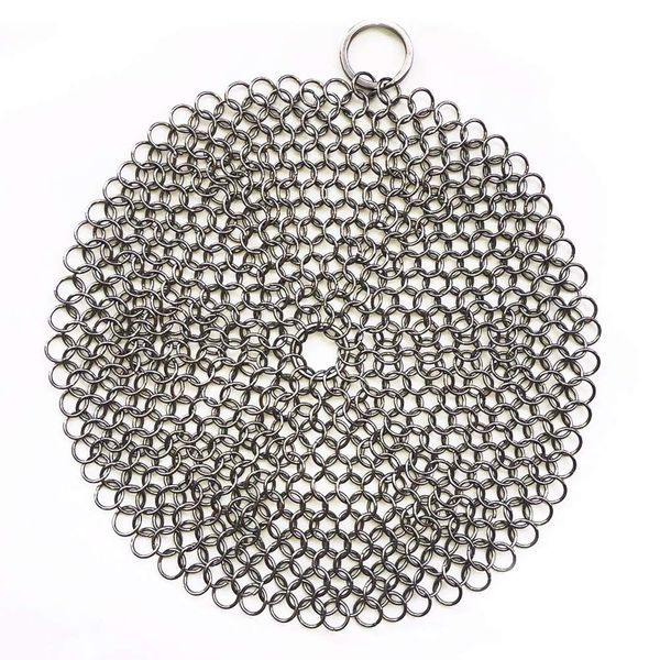 316 Premium Stainless Steel Cast Iron Cleaner, Chainmail Scrubber for Cast Iron Pan Pre-Seasoned Pan Dutch Ovens Waffle Iron Pans Scraper Cast Iron Grill Scraper Skillet Scraper HOVhomeDEVP (7 Inch)