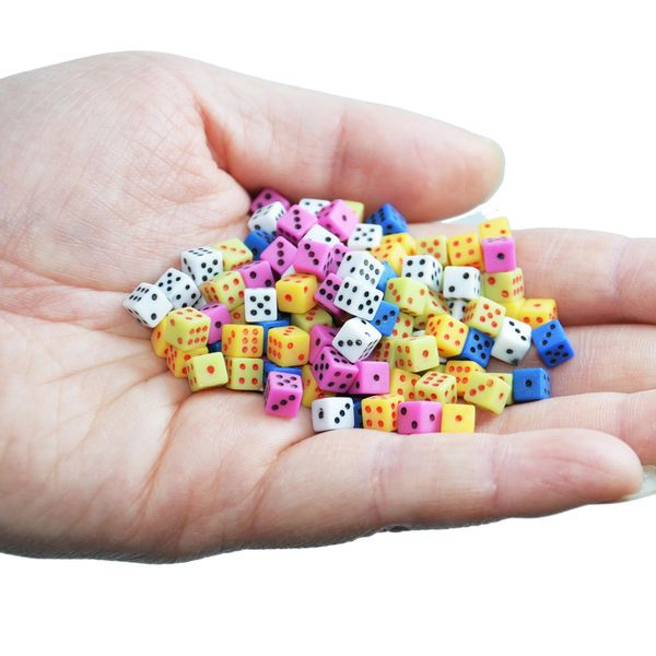 Smartdealspro 100 Assorted D6 Mini Tiny Dice Game Dot Square Dice for Casino Themed Activity, Board Game, Teaching Math, Parties (8mm)