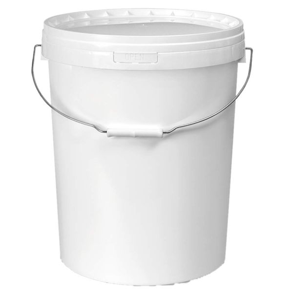 5 X 25 Litre Plastic Buckets with LIDS and Metal Handle, Hard Wearing Bucket