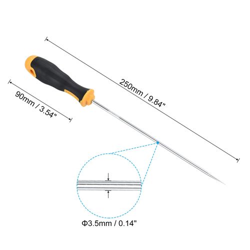 PATIKIL O-Ring Straight Pick 250mm, Oil Seal Gasket Precision Screwdriver Puller Remover Removal Tool, Yellow