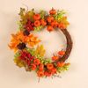 Artificial Autumn Fall Wreath for Front Door or Porch, Pumpkin