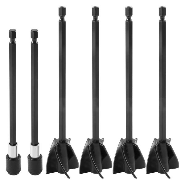 Mqjbhyf Epoxy Resin Paint Mixer Paddles for Drill,4Pcs Reusable Paint Stirrer Resin Drill Mixer Paddles and 2Pcs Extension Rods