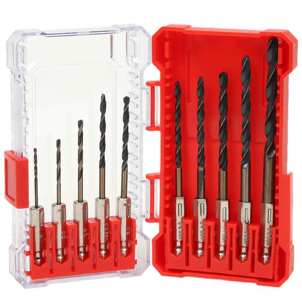 PowerSpirit PSDL1 Drill Bit Set, Hexagonal, Woodworking, Metal, Set of 10