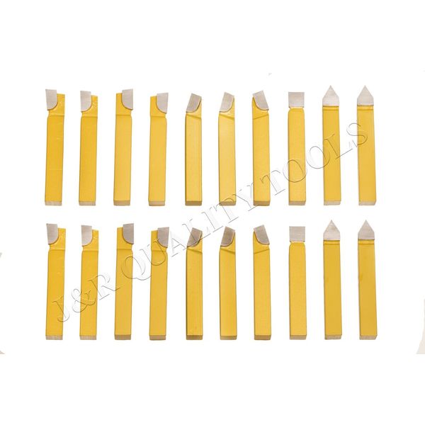 20PC 3/8" CARBIDE TIP TIPPED CUTTER TOOL BIT CUTTING SET FOR METAL LATHE TOOLING