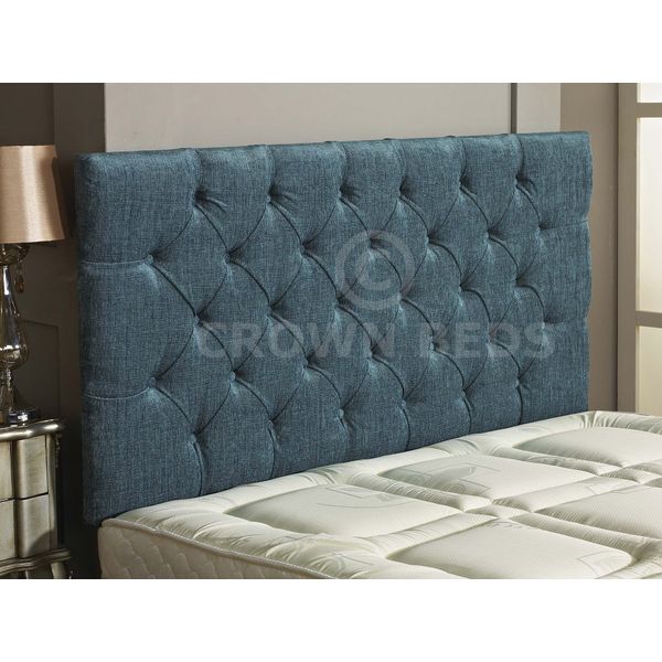 CROWNBEDSUK CHESTERFIELD DIAMANTE BUTTON HEADBOARD IN 2ft6,3ft,4ft,4ft6,5ft,6ft !!!!NEW!!!! (AQUA, 4FT (SMALL DOUBLE) PLAIN BUTTON)