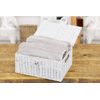 ARPAN Small Resin Woven Storage Basket Box With Lid & Lock - White