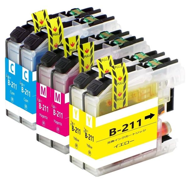 Brother LC211-4PK Compatible Printer Ink Cartridge, Set of 6, LC211C, LC211M, LC211Y, 2 Each, Large Capacity Type, With IC Chip, Osaka Ink