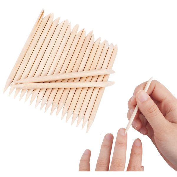 Sowaka 50 Pcs Orange Wood Sticks for Nails Natural Double Sided Multifunctional Wooden Mini Cuticle Pusher Remover Tool Kit for Manicure Pedicure