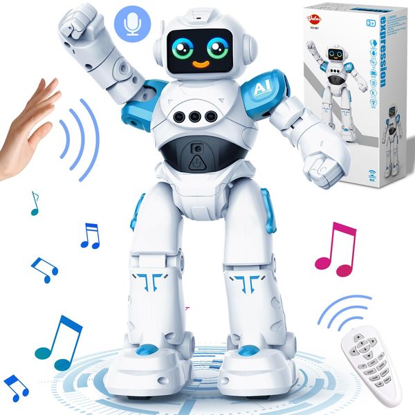 VATOS RC Robot Toys for Kids - Smart Talking Voice Remote Control Robot, Gesture Sensing Programmable Emo Robot Toy for Age 3 4 5 6 7 8 Year Old Boys Girls Birthday Gift Present