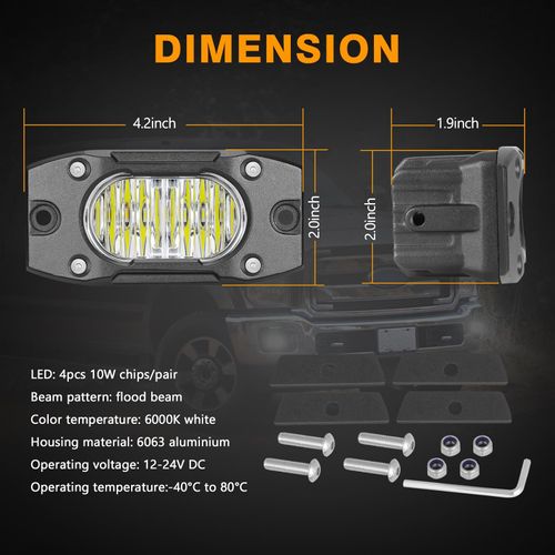 Flush Mount LED Light Pods, Muto-Beam 2PCS 3Inch LED Fog Light 40W Flood Offroad Lighting Cubes Auxiliary Backup Lights Driving Lights Ditch Light for Truck ATV UTV SUV Motorcycle Boat Tractor